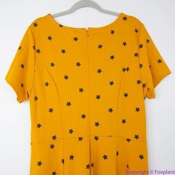 Unique Vintage Gwynnie Bee‎ Yellow Star Print Fit-And-Flare Dress, XL - Picture 6 of 15